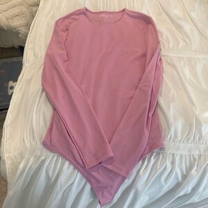 WORN ONCE Abercrombie light pink long sleeve silky bodysuit